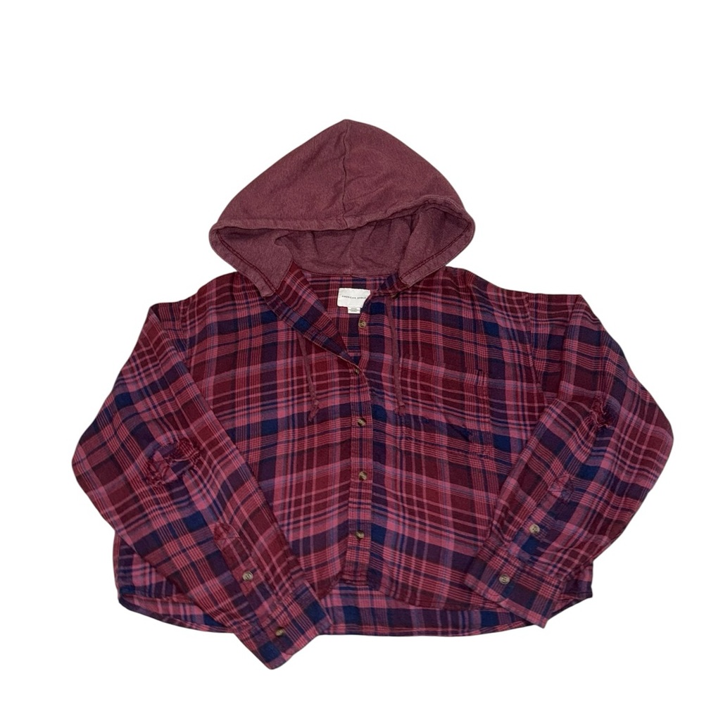 American Eagle Outfitters Purple Plaid Button Down Shirt
